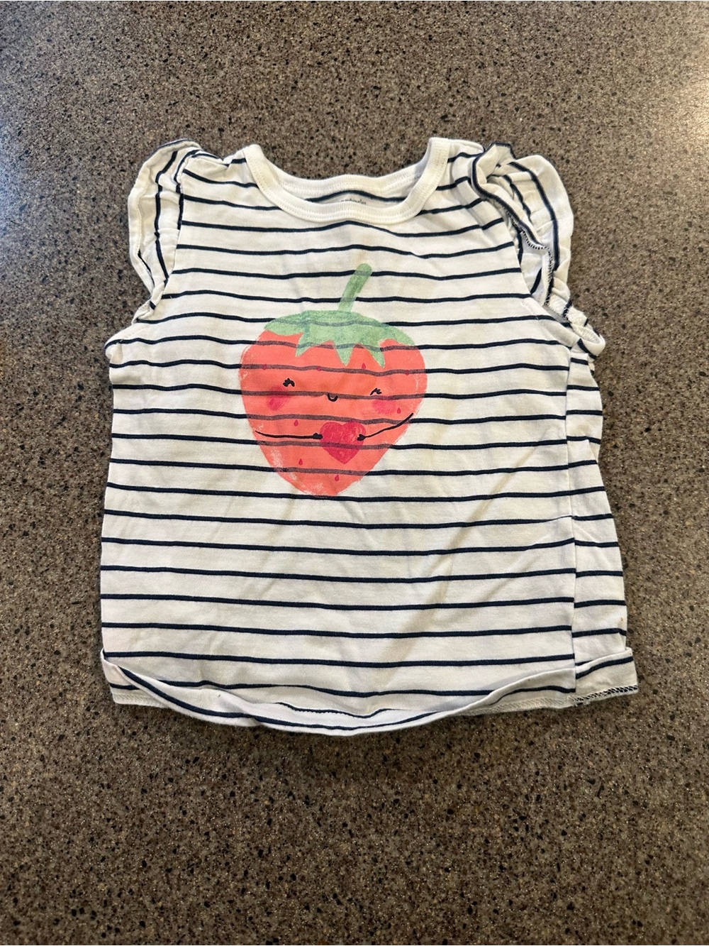 Carter's White & Navy Striped Tank with Strawberry Graphic